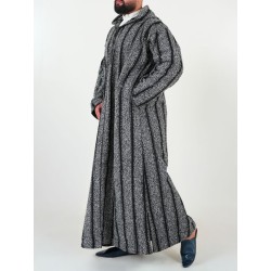 Djellaba marocaine Ouazzania hiver - Gris foncé rayé
