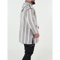 Manteau berbère en laine - marron blanc