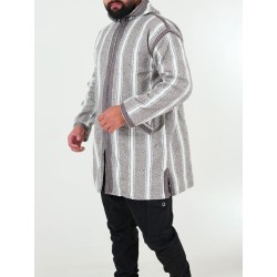 Manteau berbère en laine - marron blanc