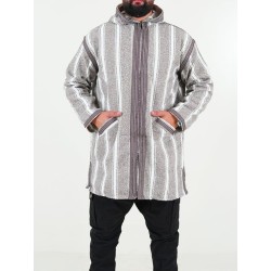 Manteau berbère en laine - marron blanc