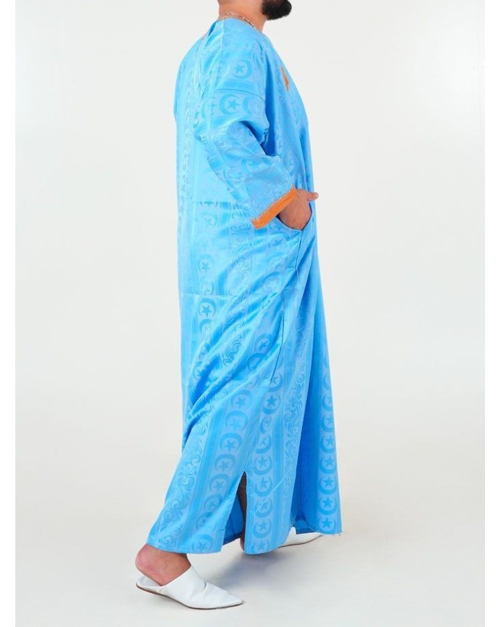 Melhfa - Tenue sahraouia - bleu clair doré