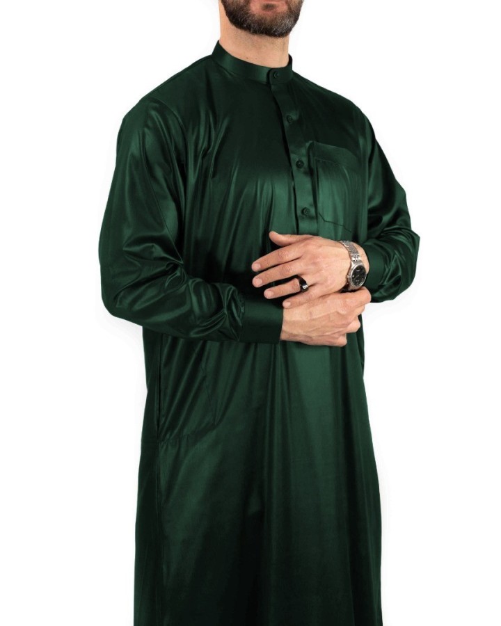 Qamis Saoudien Vert - Satiné Precious