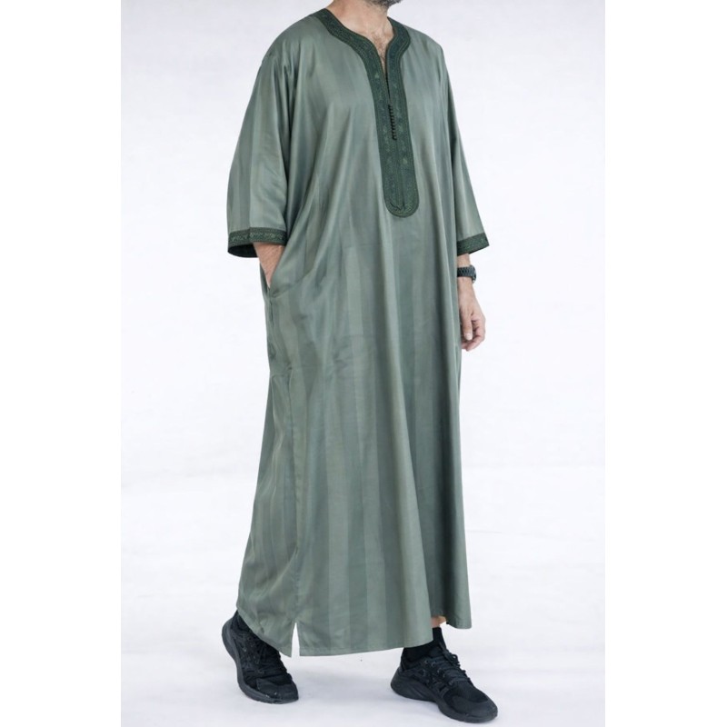 Gandoura marocaine jawhara - vert emeraude