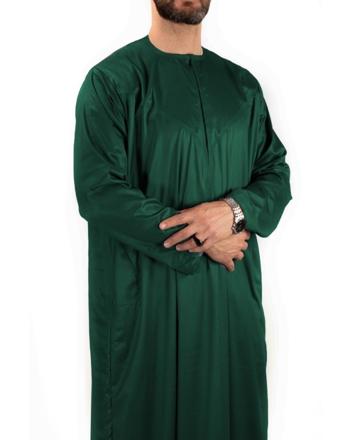 Qamis Emirati Kaki foncé - Satiné Precious