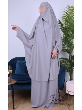 Jilbab falda 2 piezas Gris...