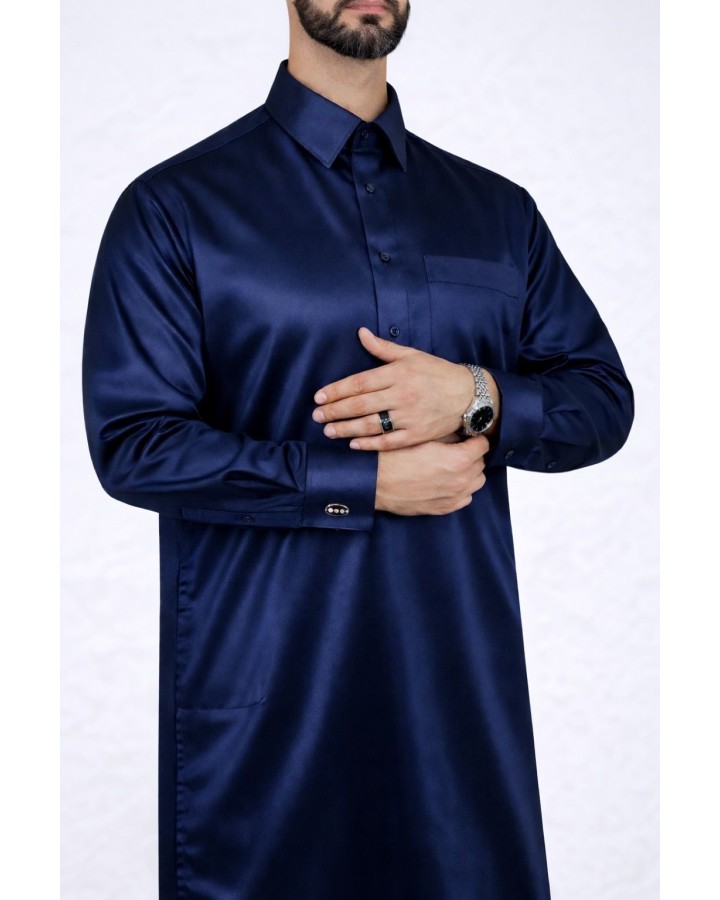 Qamis Qatari bleu marine