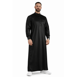 Qamis Saoudien Noir - Satiné Precious