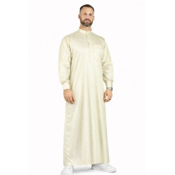 Off-white Saudi Qamis - satin stof
