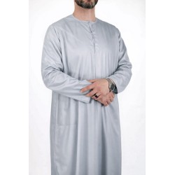 Qamis Emirati Bleu clair - Tissu Satiné
