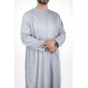 Qamis Emirati Bleu clair - Tissu Satiné