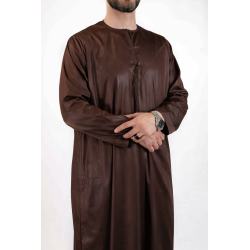 Qamis Emirati Marron - Satiné Precious