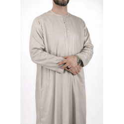 Beige Emirati Qamis - Satiné Precious
