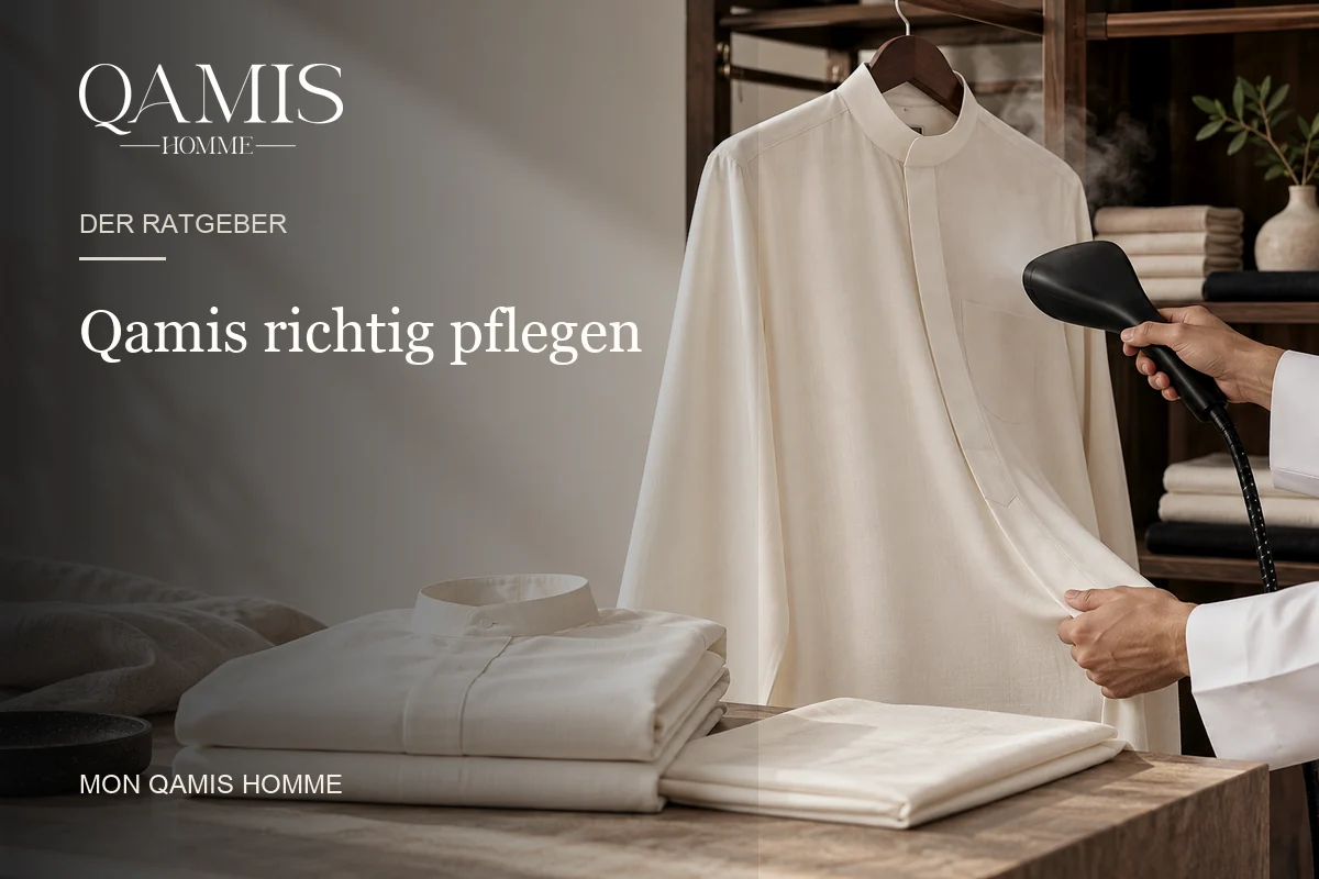 Qamis richtig pflegen: Waschen, Trocknen und Bügeln Mon Qamis Homme